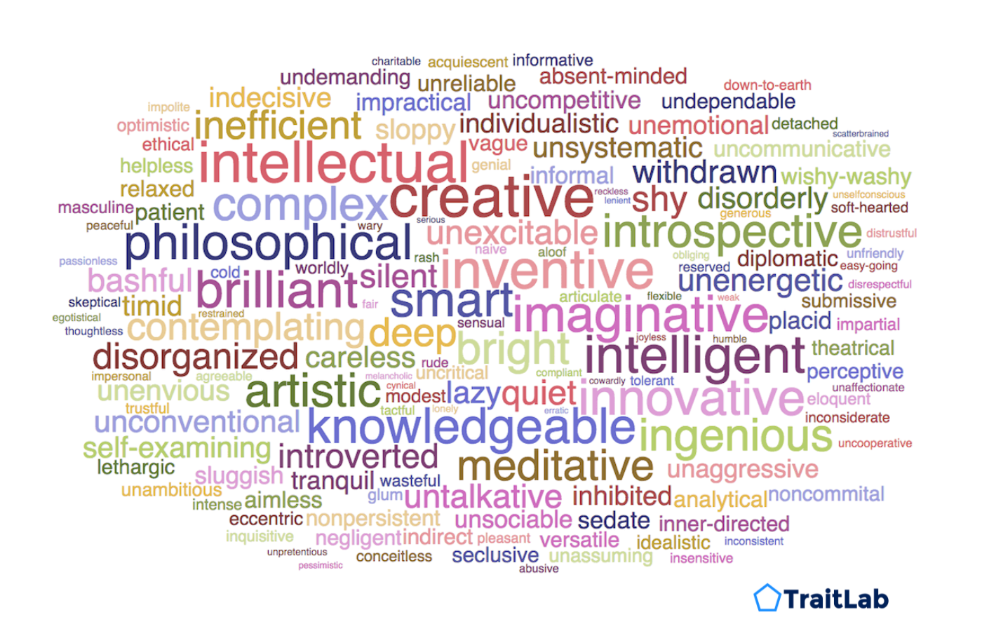 An example of a TraitLab personality wordcloud