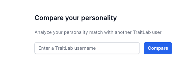 An image of the Comparisons username input on the TraitLab dashboard