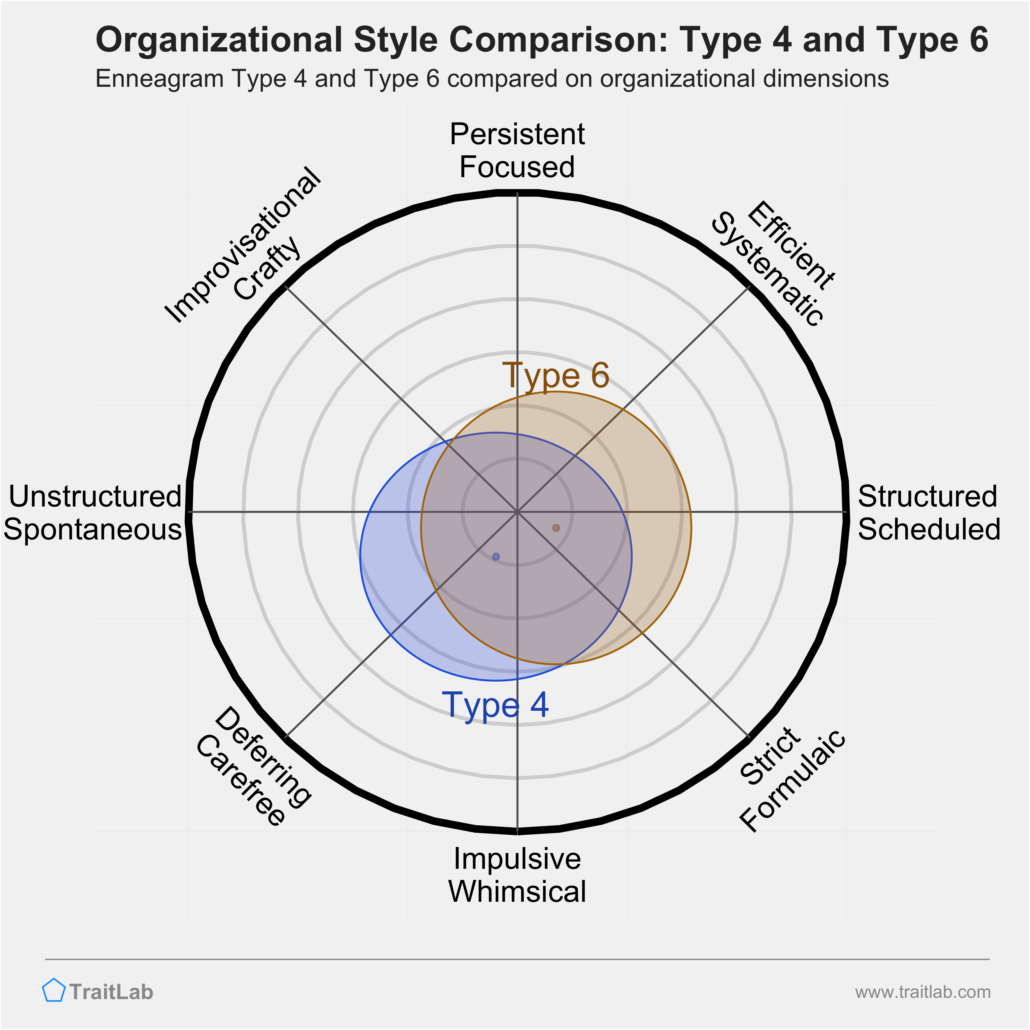 Type 4 and Type 6 comparison across organizational dimensions