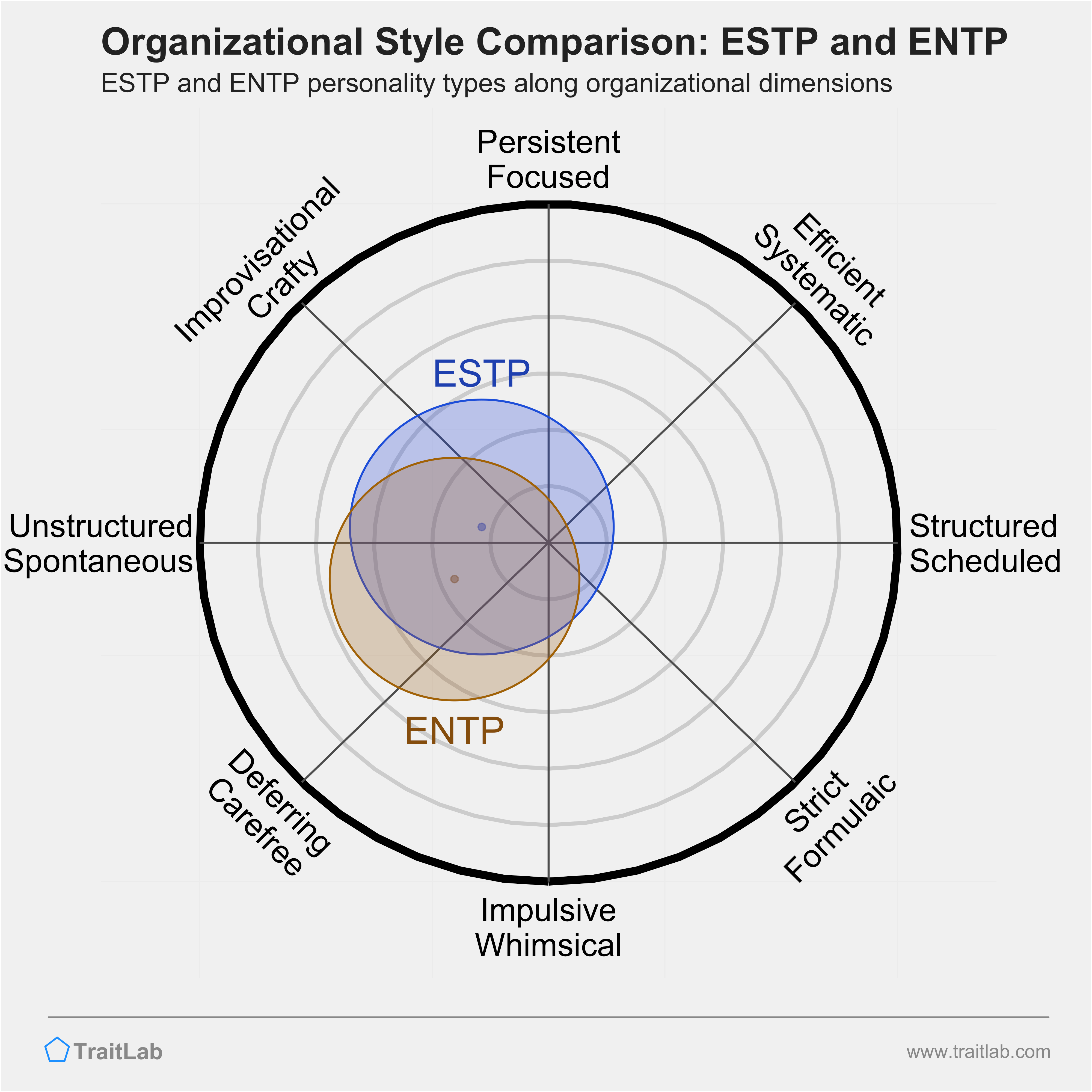 ESTP and ENTP comparison across organizational dimensions