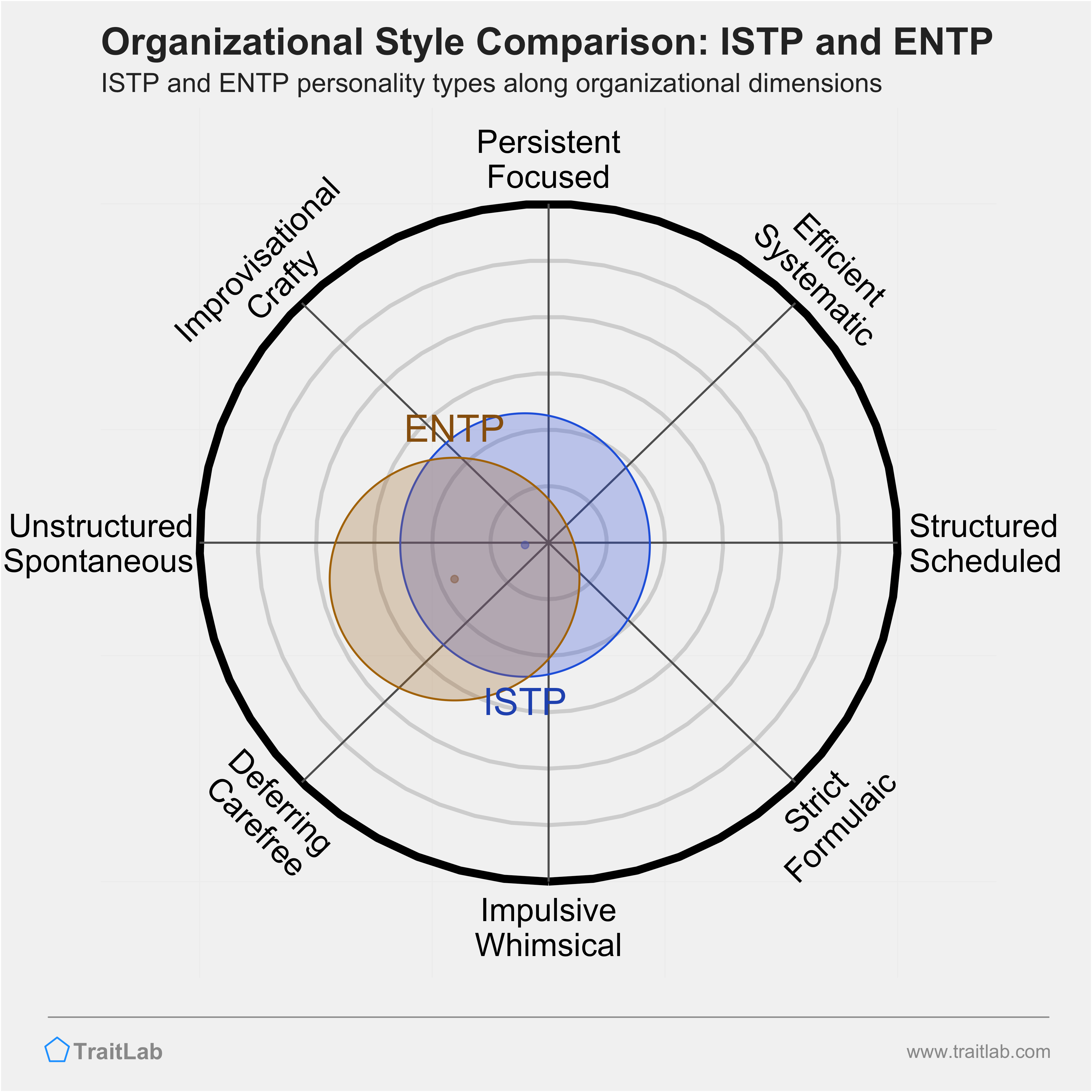 ISTP and ENTP comparison across organizational dimensions